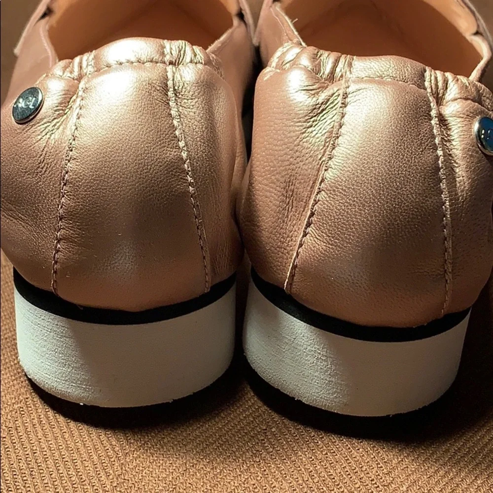 NWT AGL Made in Italy leather slip ons copper gold